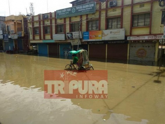 Water Logging followed by rains disrupts normal lives in Agartala city